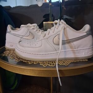 Nike White and Silver Sneakers